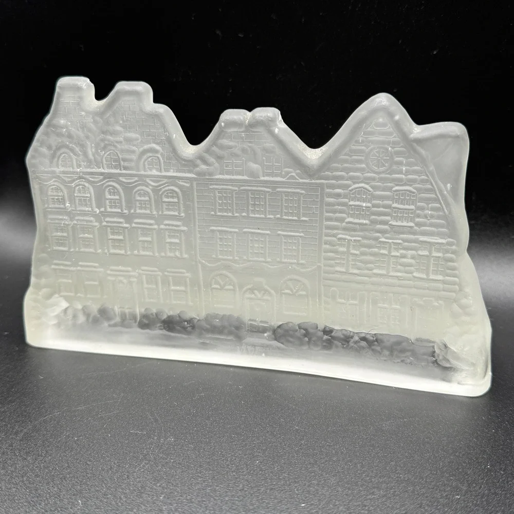 House of Lloyd‎ Vtg. Frosted Crystal Glass Village House Tea Light Candle Holder
